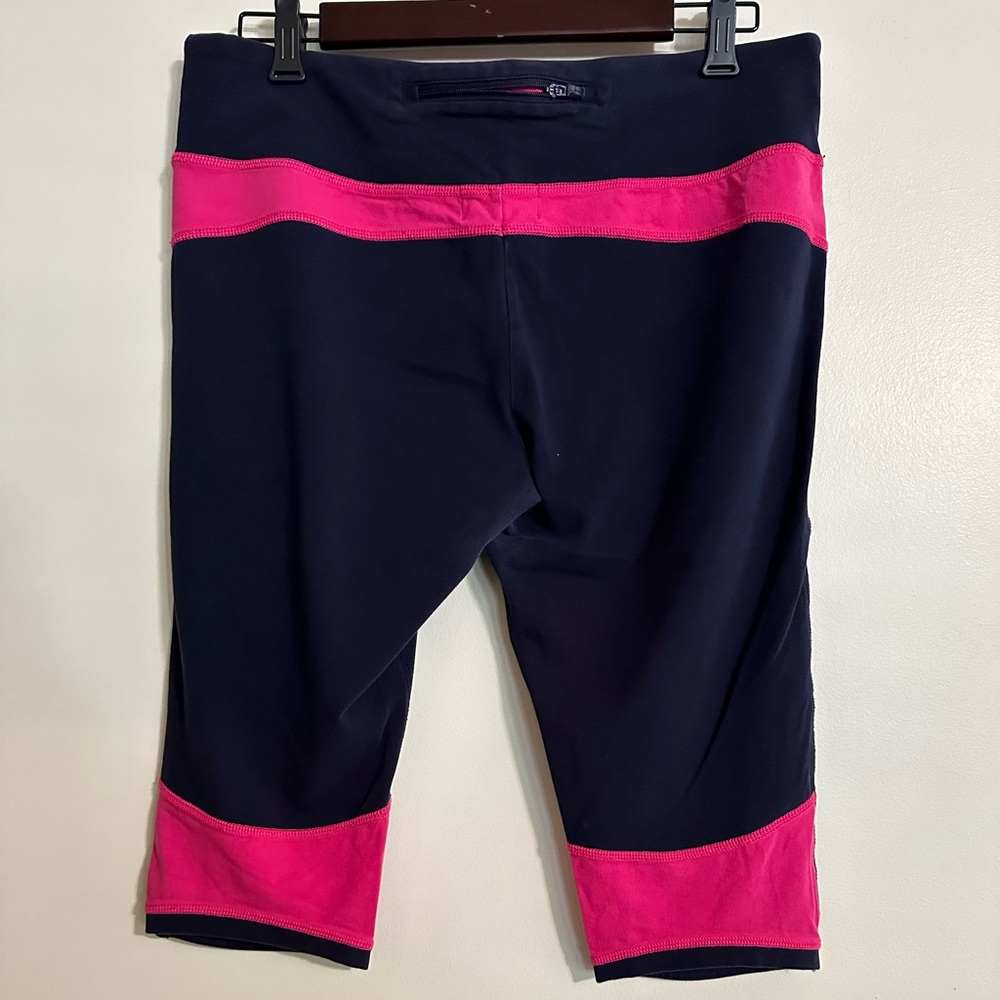 Lauren Ralph Lauren Active Women’s Navy W/ Bright Pink Accents Capri Leggings, L - Picture 2 of 4